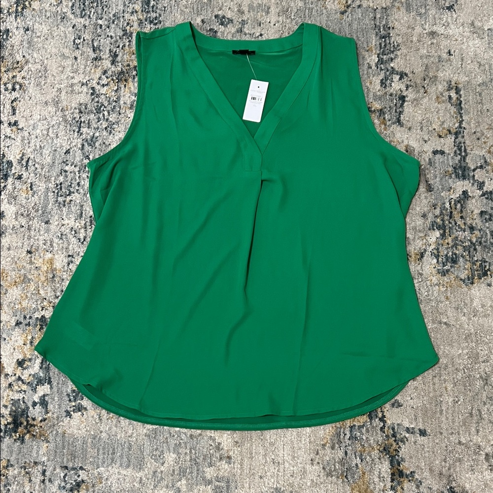 NWT Ann Taylor SZ XL Emerald Pleated Shell Blouse